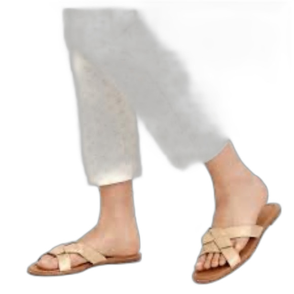 Madewell Gold Metallic Woven Leather Strap Flat Slip-on Sandals Size 8 - Picture 2 of 6